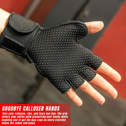 Guantes De Entrenamiento Fit Active Sports Rx2 Con Muñequera Negro Diseño De La Tela Talle
