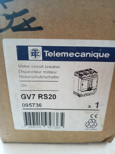 Guardamotor Termomagnetico Telemecanique Gv7rs20 3p 12-20 Am