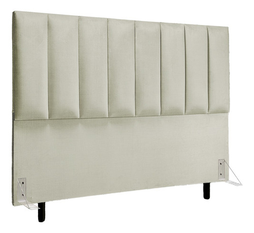 Cabeceira Estofada Cama Box Queen 1,60 Facto Corino + Frame Cor Pérola