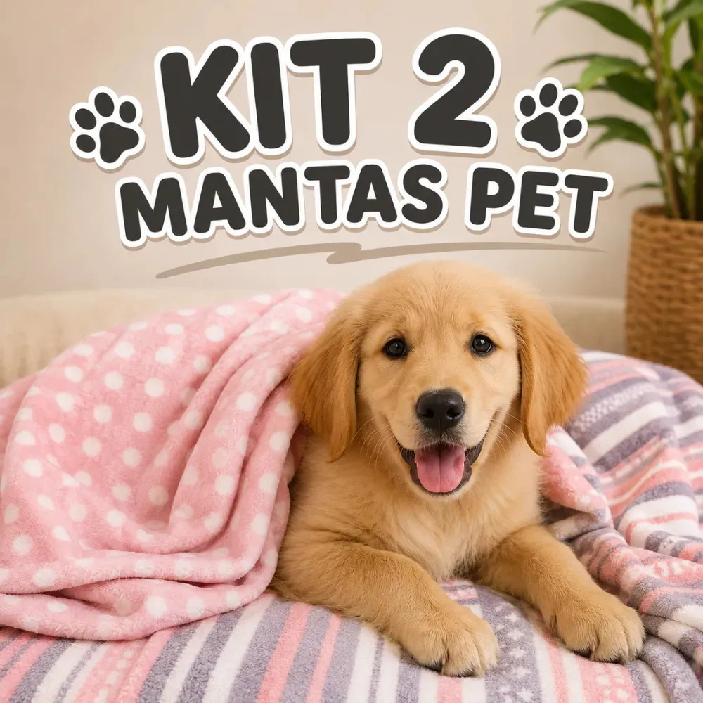 Kit 2 Mantas Soft Pet Microfibra 110x65cm Super Macias Cores Sortida