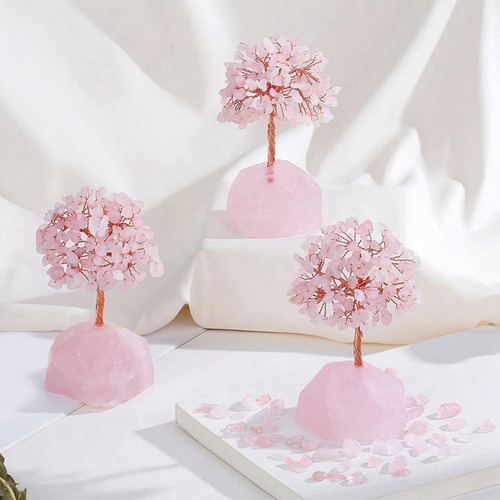 Árbol De Cristal De Cuarzo Rosa, Cristal Artificial Y Piedra