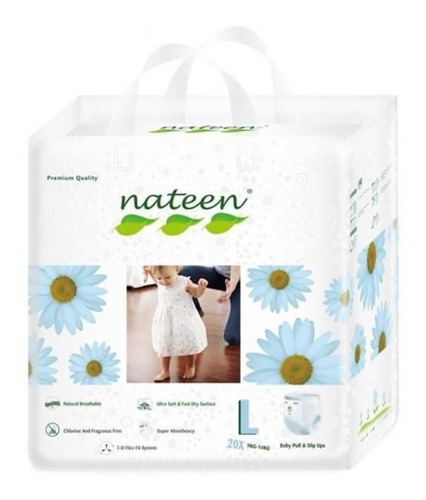 Calzon Pañal Ecológico Premium Nateen Talla L (pack 4x20uni)