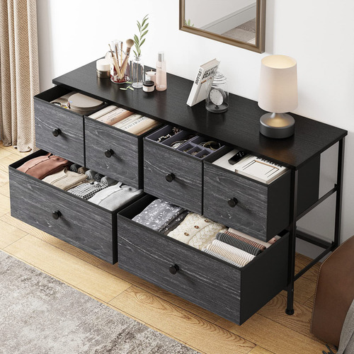 Mesa Para Tv Organizador Mueble Estante Con 6 Cajones