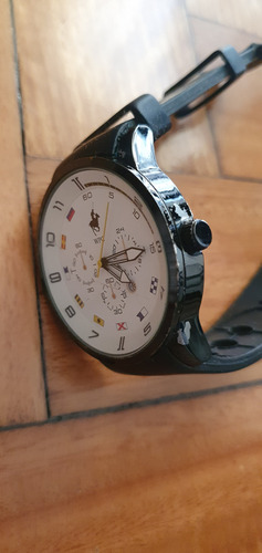 Reloj Wellington Polo Club De Hombre - Malla De Goma Negro Negro Blanco