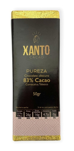 Chocolate Obscuro 50g Xanto 83% Cacao Pureza