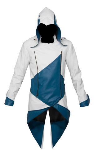 Chamarra Piel Creed Blanco Y Azul Talla L