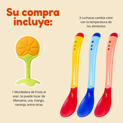 4 Piezas Cuchara Bebé Cambia Color Temperatura Comida Regalo