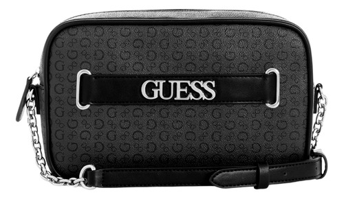 Bolsa Guess Creswell Logo Top Zip Crossbody Black