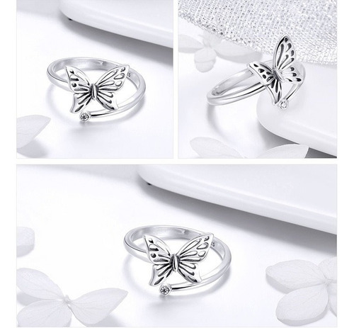 Anillo Mariposa Ajustable Para Mujer Fabricado En Plata 925