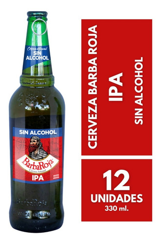 Imagen 1 de 10 de Cerveza Barba Roja Ipa Sin Alcohol Pack X 12 X 330ml.