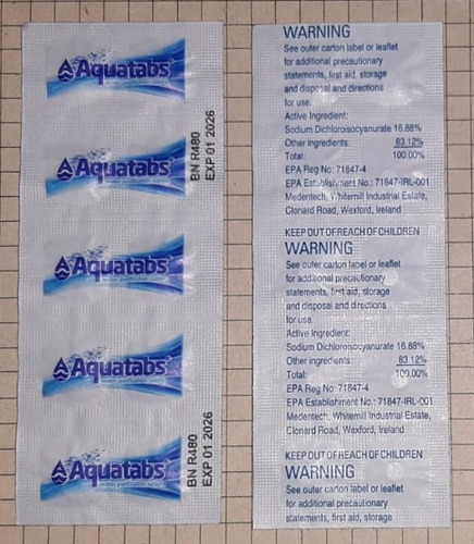 Imagen 4 de 8 de Kit X 30 Tabletas Purificadoras De Agua Aquatabs 3 Litros