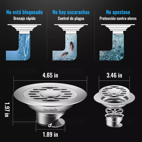 Coladera Baño Acero Inoxidable Coladera Antiolores E I De 12