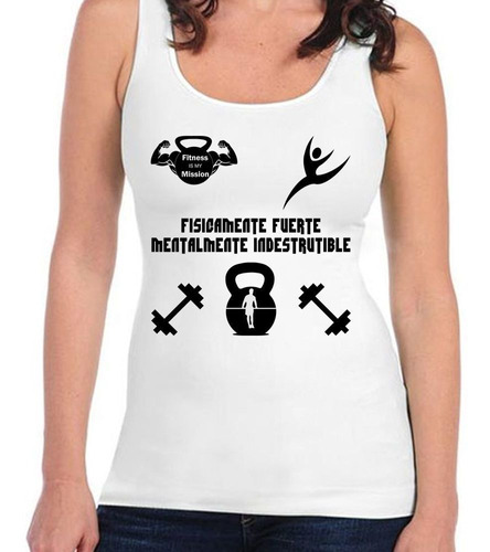 Musculosa Frase Gym Fisicamente Fuerte Pesas Diseño