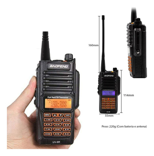 Radio Comunicador 10w Longo Alcance Dual Band A Prova Dágua