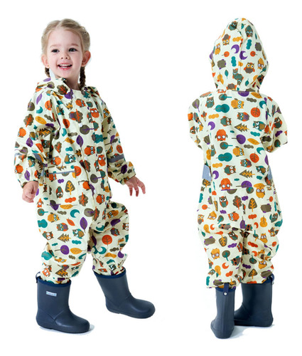 Traje De Lluvia Para Nios Y Nias, De Una Pieza, Con Capucha,