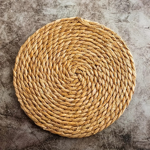 Posavasos Con Forma De Totora Redonda, Tejido Rústico, En Fo
