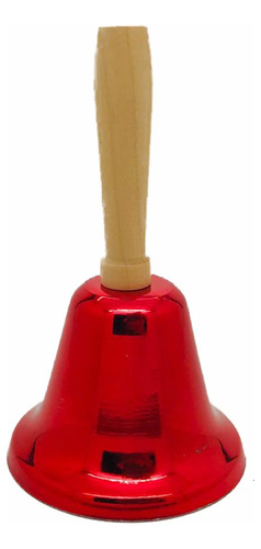 Campana De Metal Roja Con Mango De Madera 11.3x6.4x6.4cm