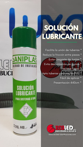 Solucion Lubricante En Aerosol Saniplast 400cc Caño Pvc