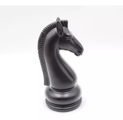 Cavalo Xadrez de Porcelana - Decoração Adorno - Prata