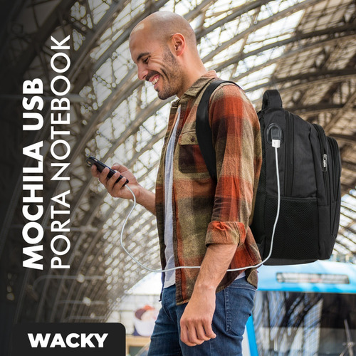 Imagen 5 de 10 de Mochila Usb Hombre 18 Wacky Varios Colores!