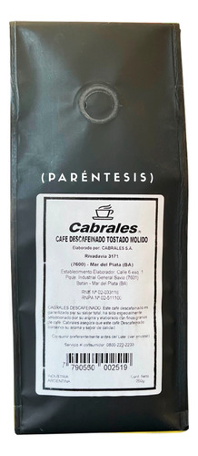 Café Descafeinado Molido Cabrales 250g Tostado Sin Azúcar 