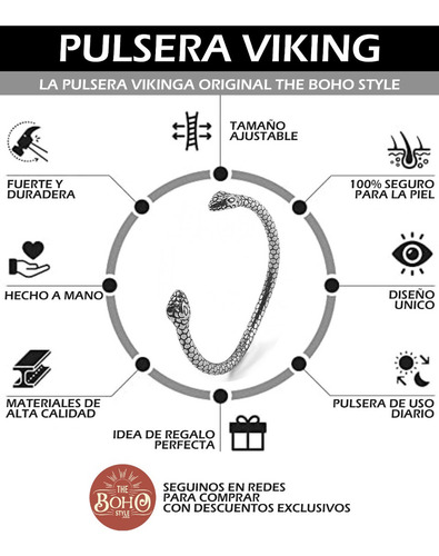 Pulsera Torc Vikinga Dragon Jormungandr Acero Quirurgico Plateado 7 Cm 22 Cm