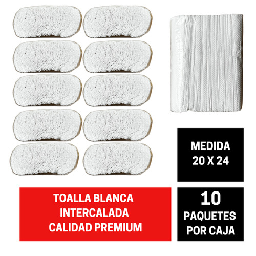 Toallas Intercaladas Para Mano Blancas 20x24 10 paquetes Calidad premium