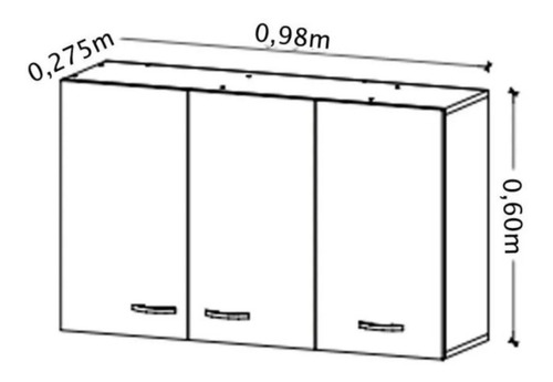 Imagen 5 de 10 de Mueble Alacena Blanca 1 Mt Amube Trento Manijas Cromadas