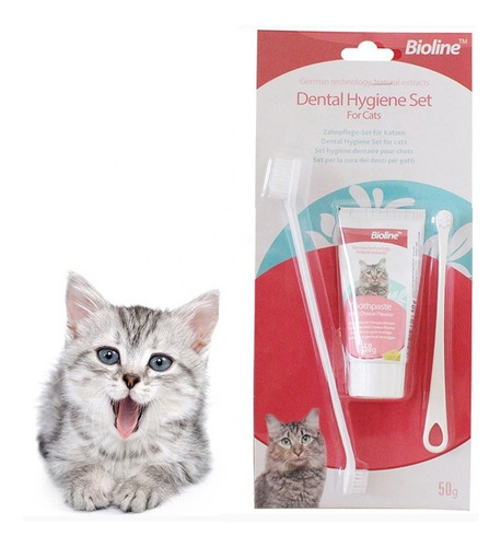 Pasta Dental Con Cepillos De Dientes Para Gato Bioline