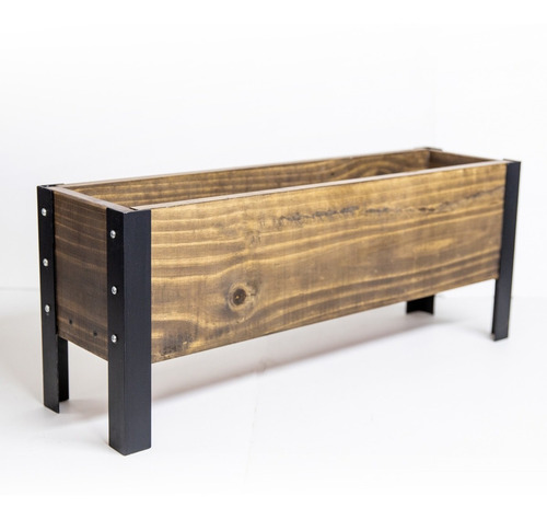 Imagen 1 de 9 de Macetero Madera Y Metal Laqueado E Impermeabilizado 70cm