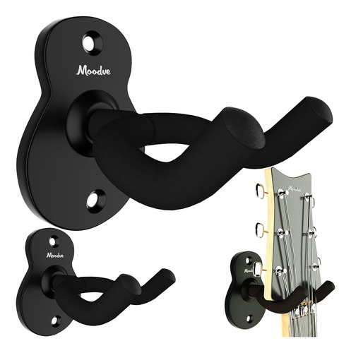 Kit De Soportes De Pared Moodve De Metal, P/ Guitarras Negro