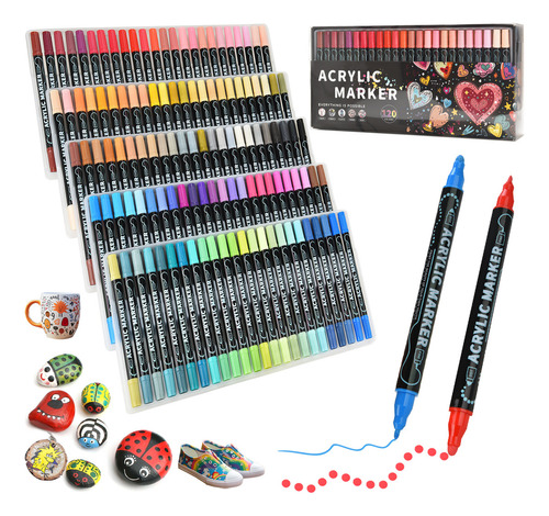 Kit De 120 Colores Plumones Acrilico Punta Plumones