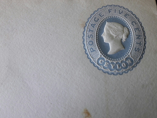 Antiguo Sobre Entero Postal De Ceylan Año 1892