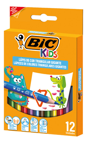 Lápiz de color gigante triangular Jumbo de Bic Kids 12 colores