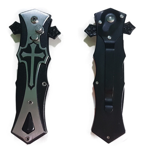 Navaja Automatica Tactica Militar Templaria Rompecristal Color Plateado