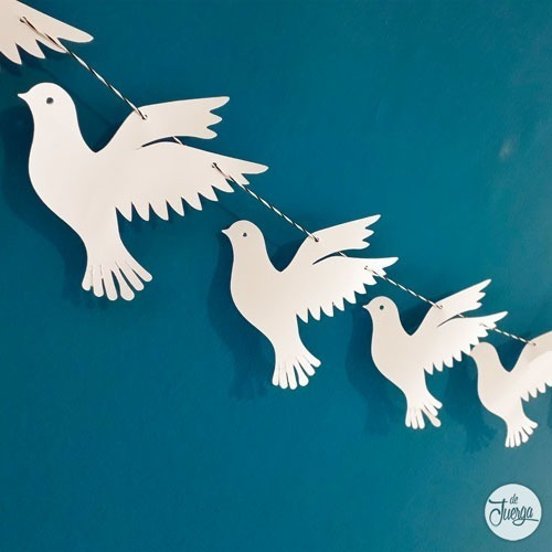 Guirnaldas Palomitas. Bautismo, Comunión, Cumple. Palomas