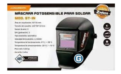 Imagen 3 de 9 de Mascara Soldar Fotosensible Lusqtoff Careta St-1n Solar Bat