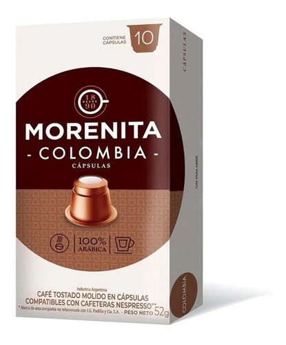 Cafe La Morenita 10 Capsulas Colombia Compatible Nespresso
