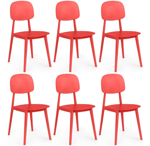 Kit 6 Cadeiras Itália Para Sala/cozinha Em Polipropileno Cor Vermelho