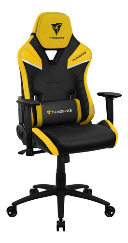Silla De Escritorio Thunderx3 Tc5 Gamer Ergonómica Bumblebee Yellow Con Tapizado De Cuero Sintético Bumblebee Yellow Cuero Sintético