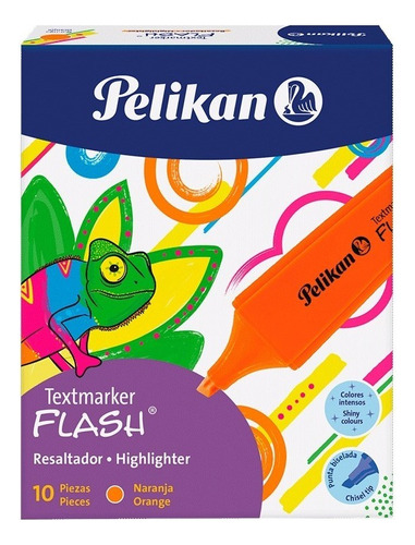 Resaltador Pelikan Flash Neón (caja X 10) Color Naranja