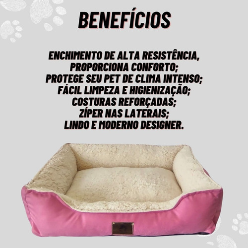Cama De Pelúcia Fofinha Para Pets Grande 60 X 50 X 16 Cm Cor Rosa Desenho Lisa
