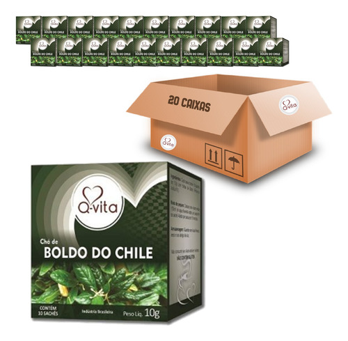 Kit C/ 20 Cxs Chá De Boldo Do Chile Q-vita 10g (10 Sachês)