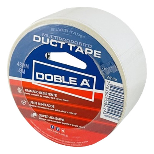 Rollo Cinta Duct Tape Doble A 48mm X 9m Tela Silver Colores