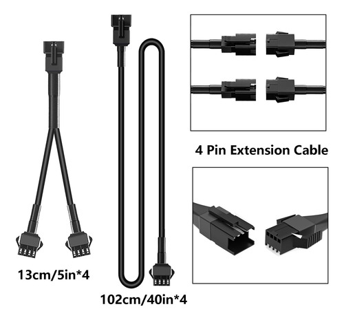 Cables De Extensión 4 Pines 101 Cm Y Divisores 2 Vías Led