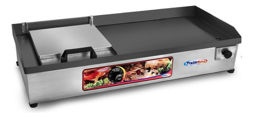 Chapa Lanche Elétrica 70x30 Profissional Hambúrguer Hot Dog Cor Inox 220v