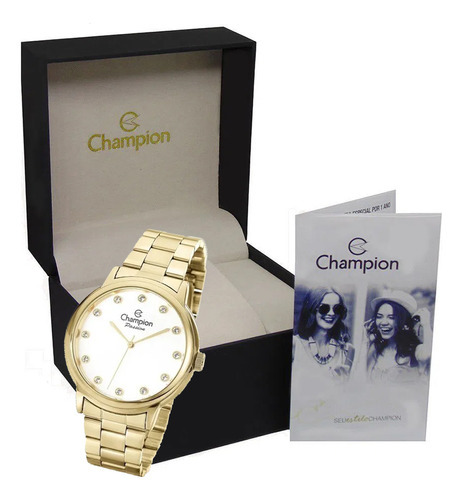 Relógio Feminino Analógico Champion Cn28133h Dourada/branco