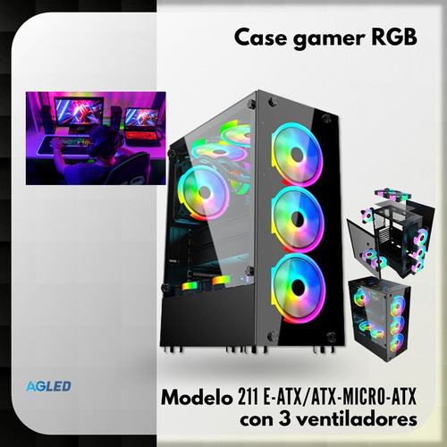 Case Gamer Rgb Modelo 211 E-atx/atx-micro-atx 3 Ventiladores