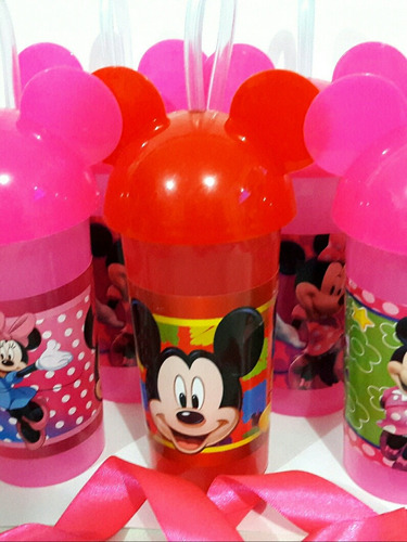 Vaso Pitillo Mickey Mouse Minnie Mouse Fiesta Piñata X50 Und