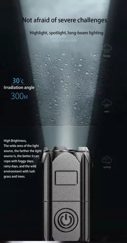 4 Lampara Táctica Ultra Potente Led Linterna Usb Recargable
